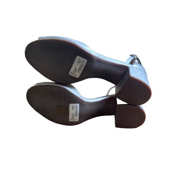 Schultz Roama Block Heel Size 7 B Silver Metallic Leather Ankle Strap NWOB - Picture 9 of 10